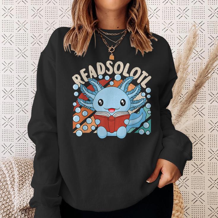 Readsolotl Axolotl Axolotl Lover Kawaii Reading Book Sweatshirt Gifts for Her