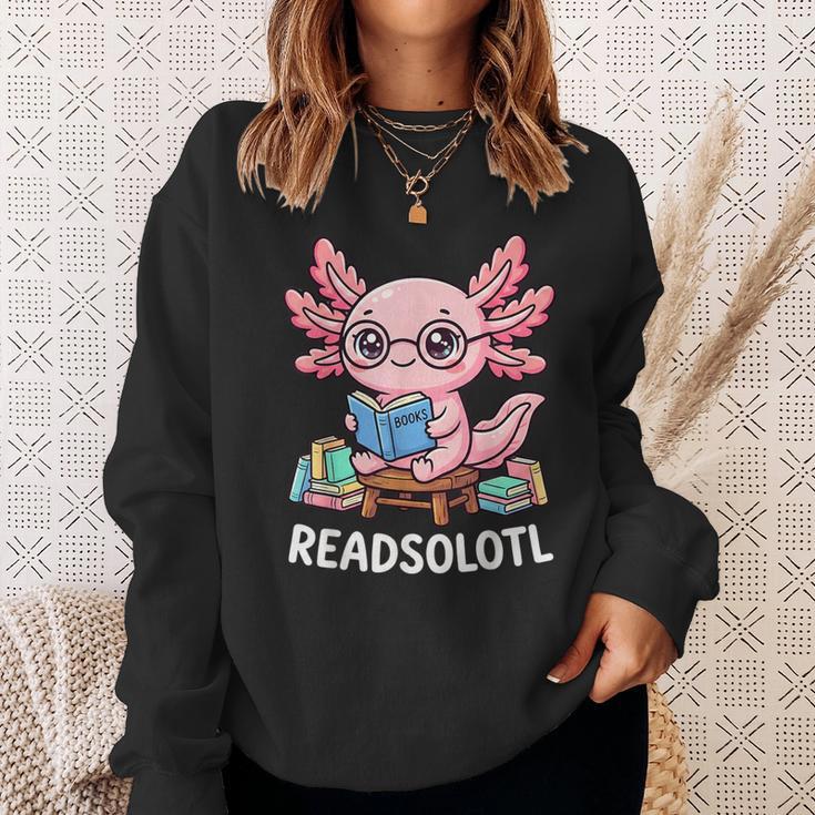 Readsolotl Axolotl Read Books Reading Book Lover Kids Sweatshirt Gifts for Her