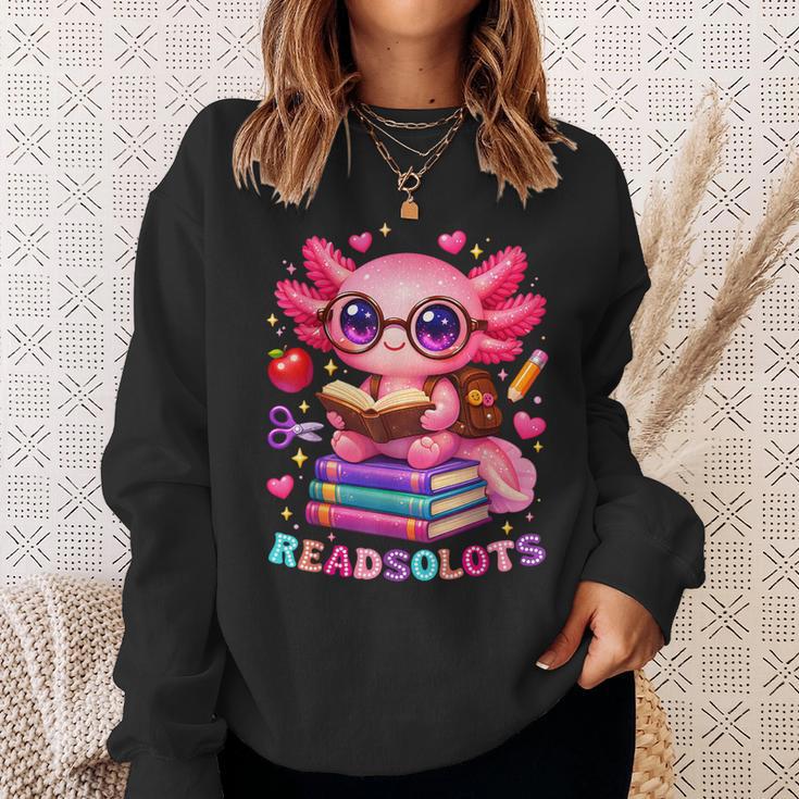 Readsolotl Axolotl Reading Book Lover Teacher Kids Sweatshirt Gifts for Her