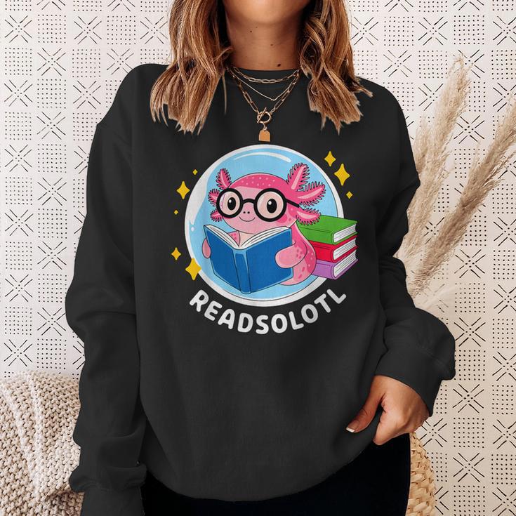 Readsolotl Axolotl Reading Book Sweatshirt Gifts for Her Readsolotl Axolotl Reading Book Sweatshirt Gifts for Her