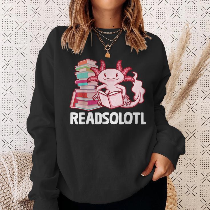 Readsolotl Axolotl Reading Fish Books Lizard Sweatshirt Gifts for Her