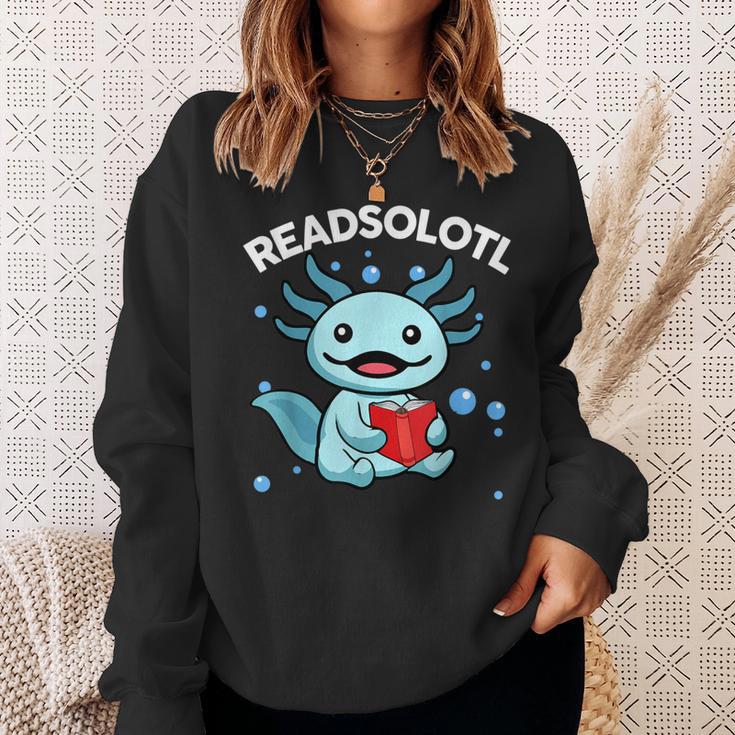 Readsolotl Cute Axolotl Read Book Ambystoma Mexicanum Kids Sweatshirt Gifts for Her