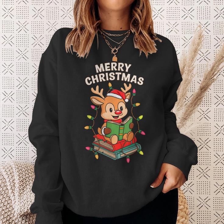 Reindeer Merry Christmas Books Matching Men Women Kids Sweatshirt Gifts for Her