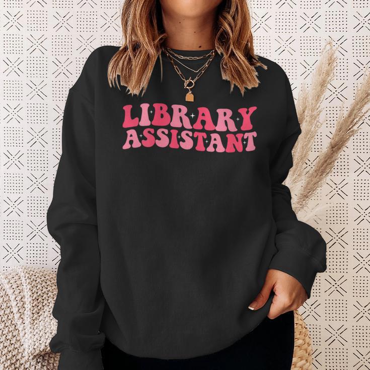 Retro Groovy Library Assistant Librarian Reader Books Sweatshirt Gifts for Her