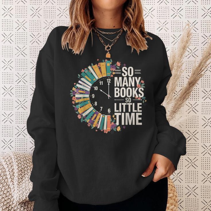 Retro So Many Books Little Time Book Clock Reading Sweatshirt Gifts for Her