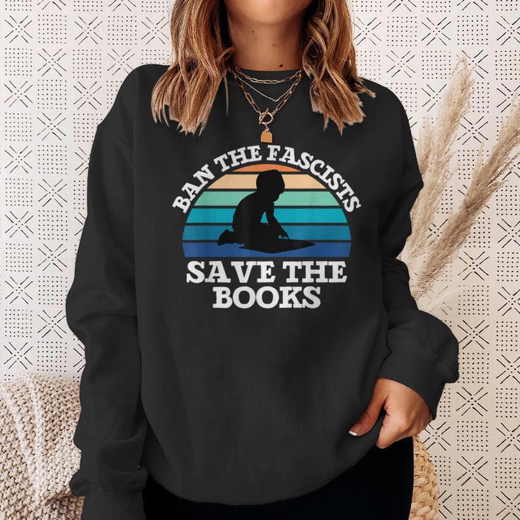 Retro Vintage Ban The Fascists Save The Books Book Lovers Sweatshirt Gifts for Her