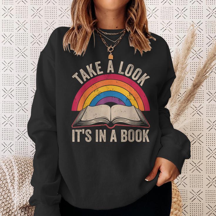 Retro Vintage Rainbow Take a Look It’s In a Book Reading Sweatshirt Gifts for Her Retro Vintage Rainbow Take a Look It’s In a Book Reading Sweatshirt Gifts for Her