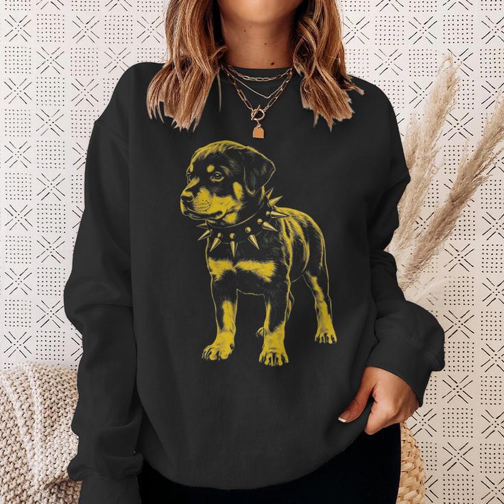 Rocker ロットワイラー パンク メタル ロックンロール ミュージック ドッグ 長袖tシャツ スウェットシャツ 彼女への贈り物