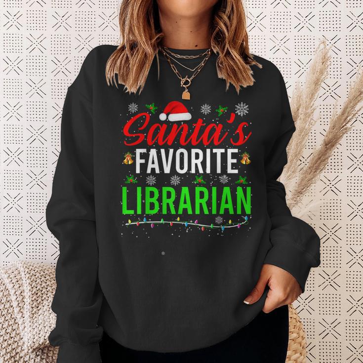 Santa's Favorite Librarian Cute Book Lover Christmas Sweatshirt Gifts for Her