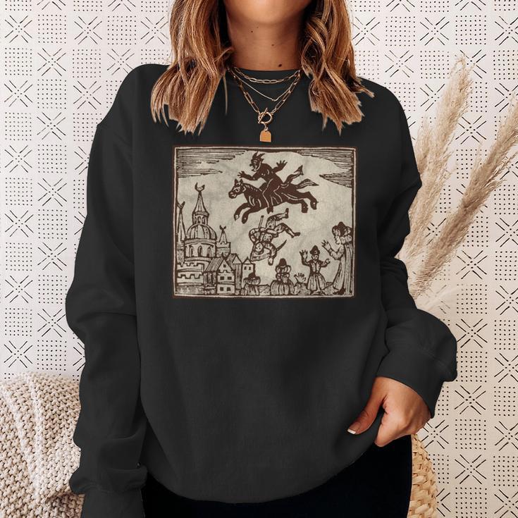 Satanic Occult Midnight Ride ゴスホラー 美的 木版画 長袖tシャツ スウェットシャツ 彼女への贈り物