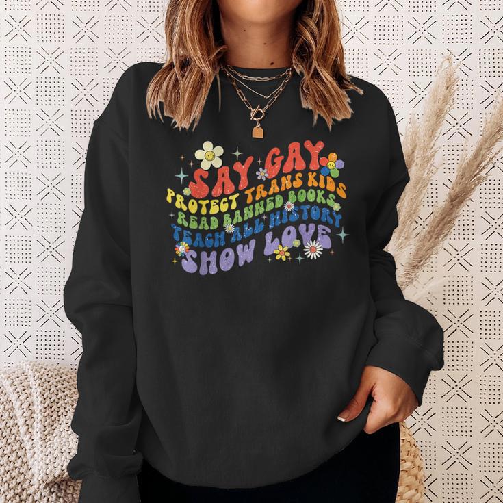 Say Gay Protect Trans Kids Banned Books Teach ALL History Sweatshirt Gifts for Her Say Gay Protect Trans Kids Banned Books Teach ALL History Sweatshirt Gifts for Her
