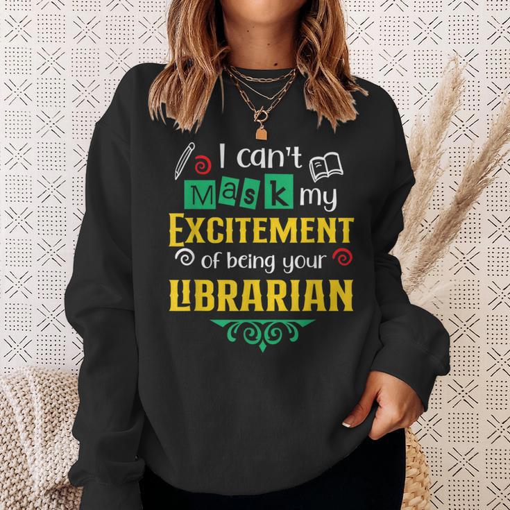 School Librarian Assistant Mask Book Reading Library Sweatshirt Gifts for Her