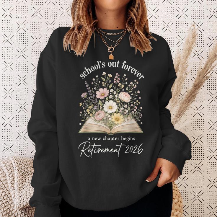 School’s Out Forever 2026 Retirement Teacher Floral Book Sweatshirt Gifts for Her