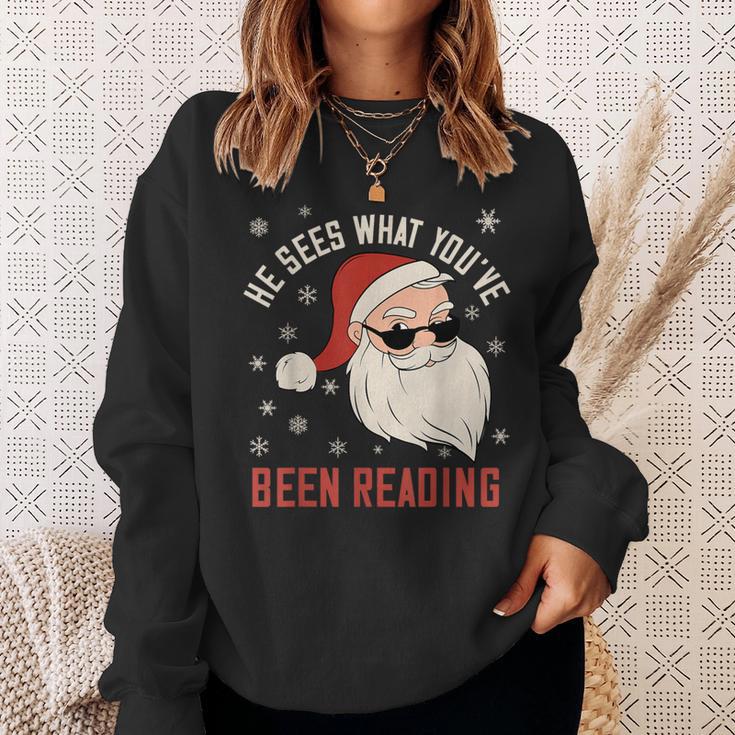He Sees What You'Ve Been Reading Dirty Spicy Books Women Sweatshirt Gifts for Her