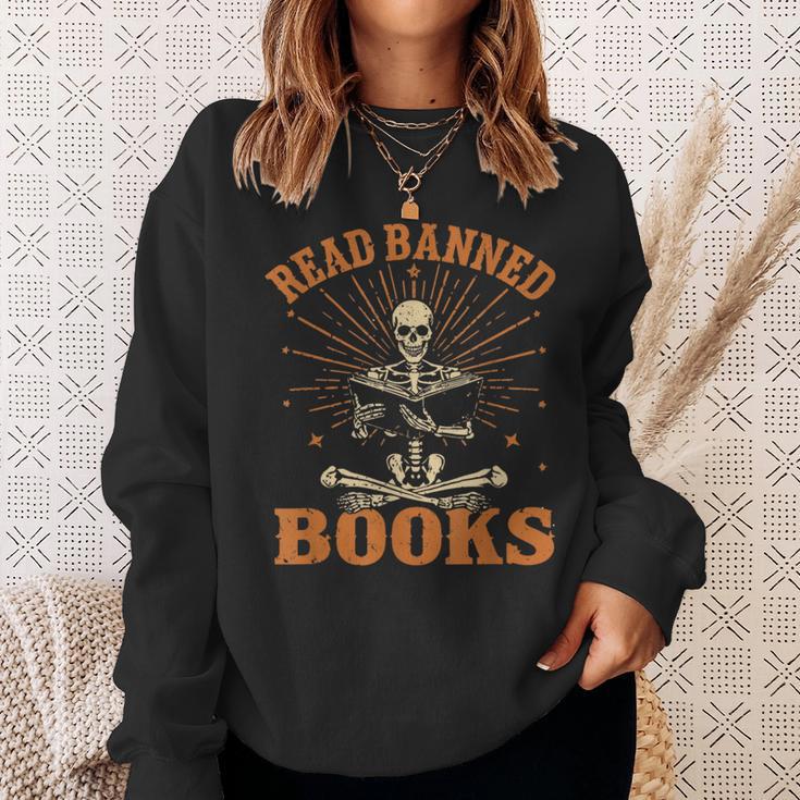 Skeleton Read Banned Books Gain Forbidden Knowledge Sweatshirt Gifts for Her Skeleton Read Banned Books Gain Forbidden Knowledge Sweatshirt Gifts for Her