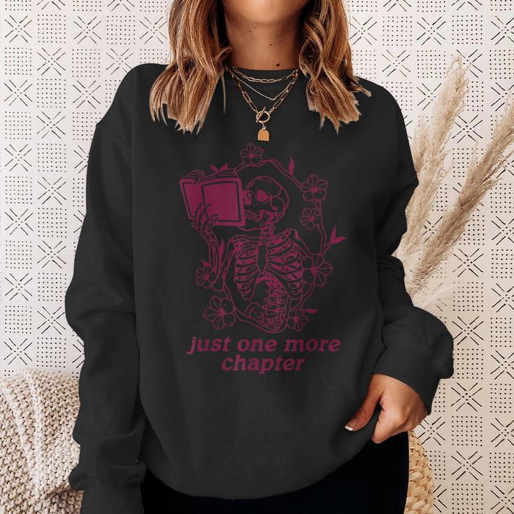 Skeleton Reading Book Just One More Chapter Sweatshirt Gifts for Her