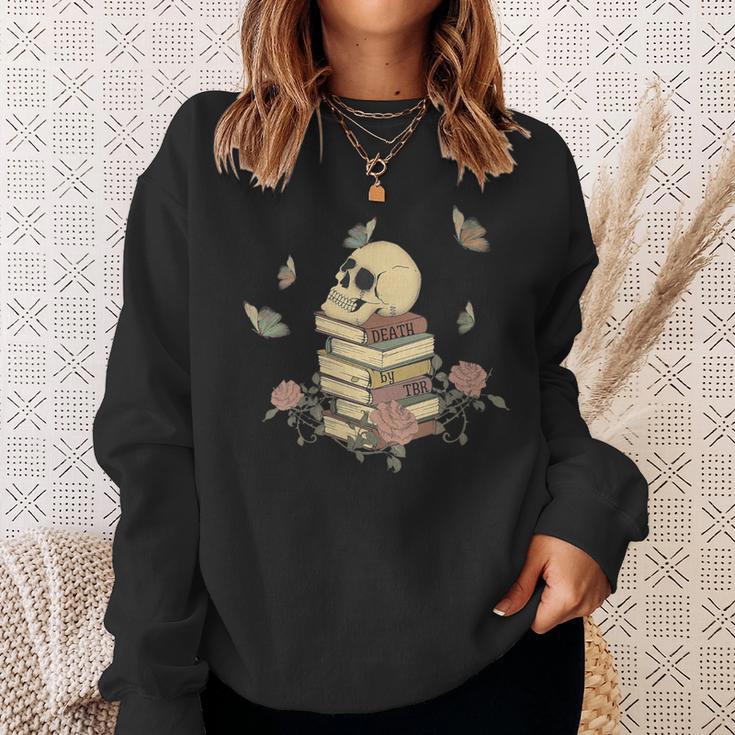 Skull Roses And Butterfly Book Death By TBR Bookish Sweatshirt Gifts for Her