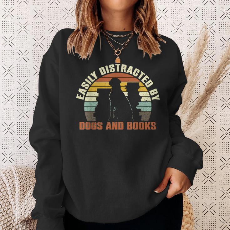 Slightly Distracted From Dogs And Books Retro Vintage Sweatshirt Gifts for Her Slightly Distracted From Dogs And Books Retro Vintage Sweatshirt Gifts for Her