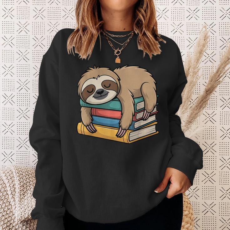 Sloth Sleeping On Books Sweatshirt Gifts for Her