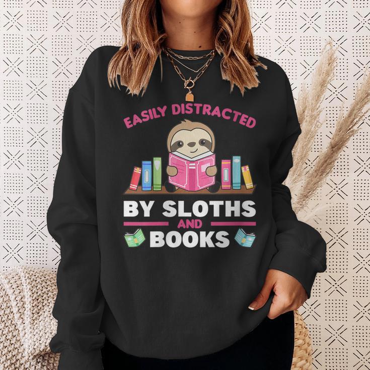 Sloths And Books Saying With Book And Sloth Sweatshirt Gifts for Her Sloths And Books Saying With Book And Sloth Sweatshirt Gifts for Her