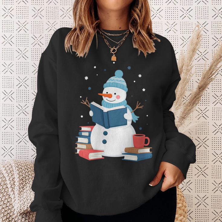 Snowman Reading Book Lover Librarian Reading Sweatshirt Gifts for Her Snowman Reading Book Lover Librarian Reading Sweatshirt Gifts for Her