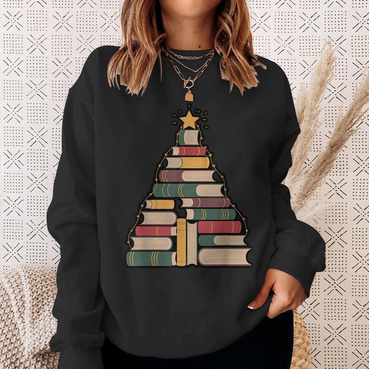 Snowy Book Tree Christmas For Readers And Librarians Sweatshirt Gifts for Her
