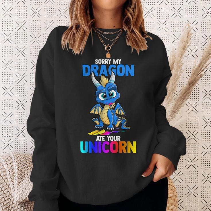 Sorry My Dragon Ate Your Unicorn Cute Book Lover Sweatshirt Gifts for Her