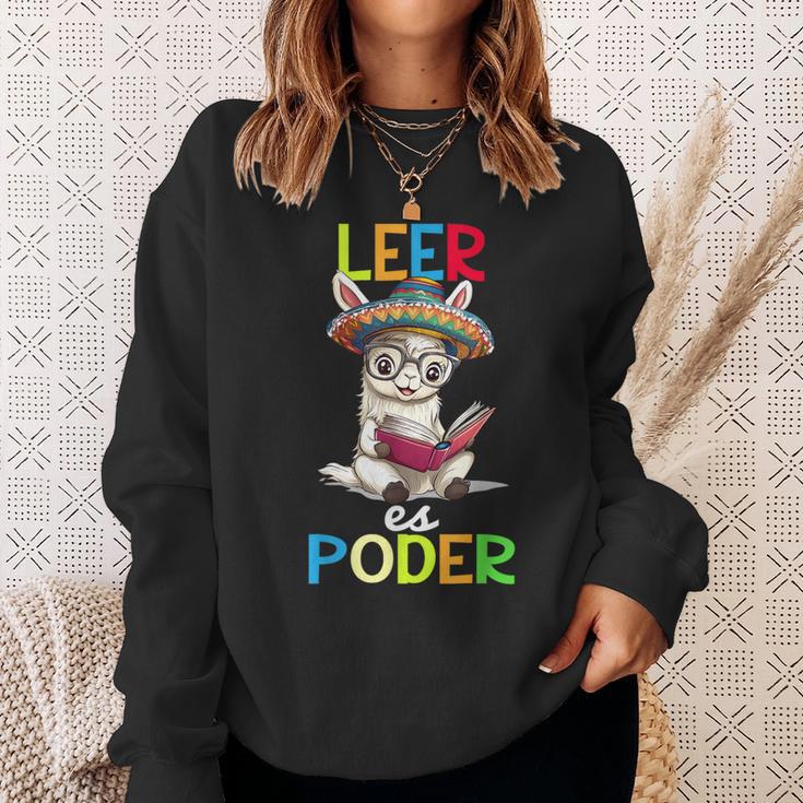 Spanish Reading Book Lover Sloth Maestra Leer Es Poder Sweatshirt Gifts for Her