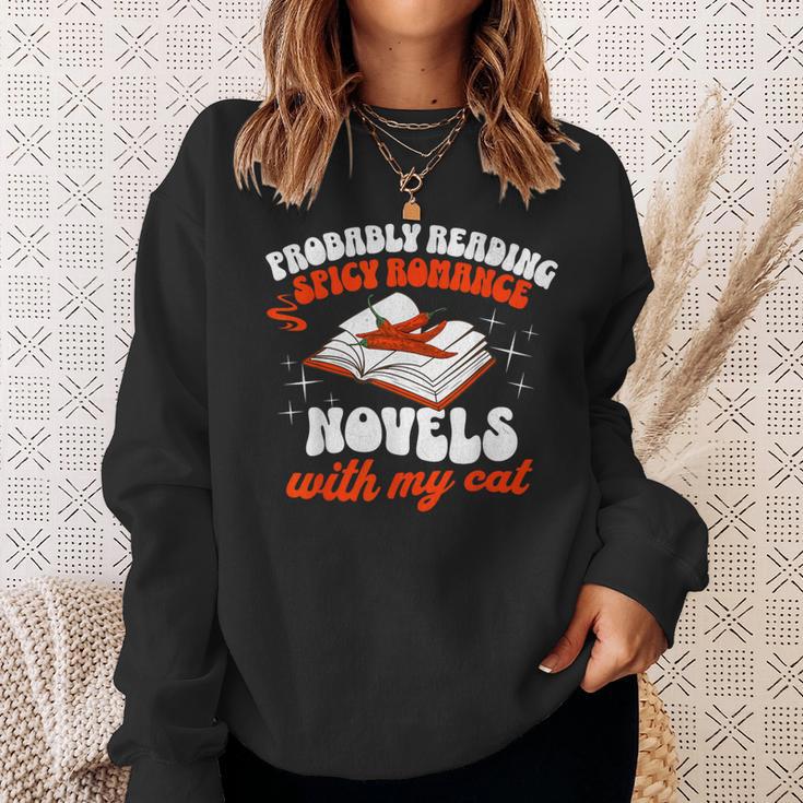 Spicy Books Reading Spicy Romance Novels & Cat Smut Reader Sweatshirt Gifts for Her