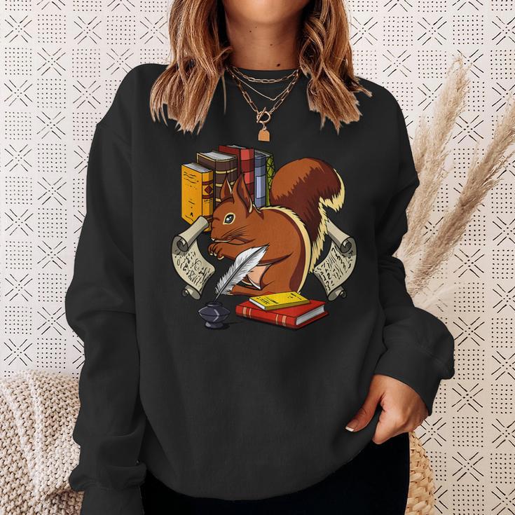 Squirrel Reading Book Cute Forest Animal Sweatshirt Gifts for Her Squirrel Reading Book Cute Forest Animal Sweatshirt Gifts for Her