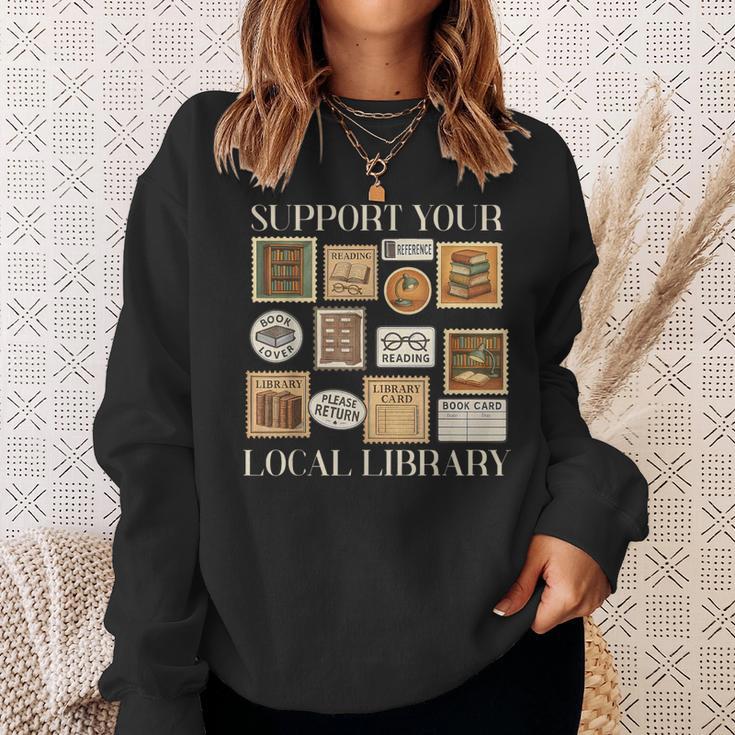 Stamp Support Your Local Library Book Reader Lover Bookworm Sweatshirt Gifts for Her