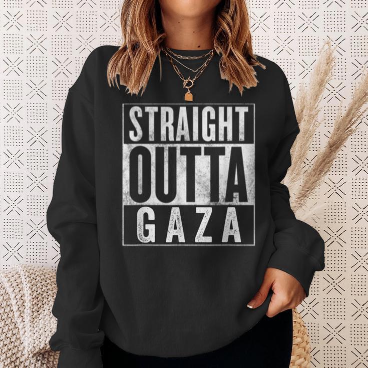 Straight Outta Gaza 反戦 Nakba 抗議 パレスチナ人ヒューマス スウェットシャツ 彼女への贈り物