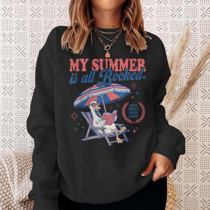 My Summer Is All Booked Silly-Goose Reading Book Bookish Sweatshirt Gifts for Her