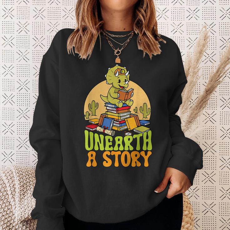 Summer Reading Teacher Unearth a Story Library Book Lover Sweatshirt Gifts for Her