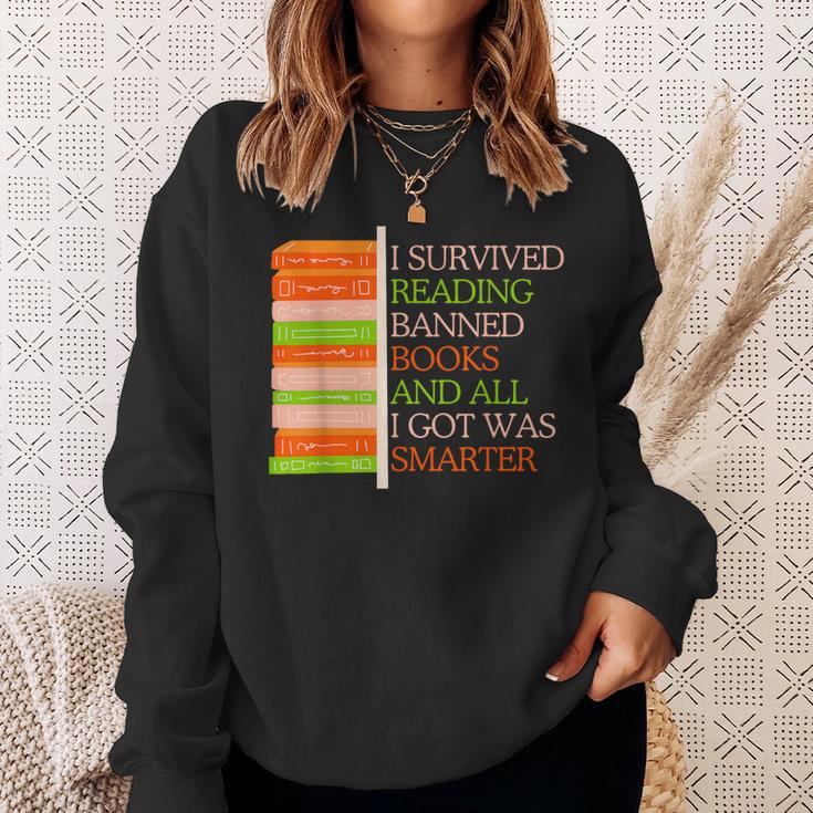 I Survived Reading Banned Books Librarians Book Enthusiasts Sweatshirt Gifts for Her