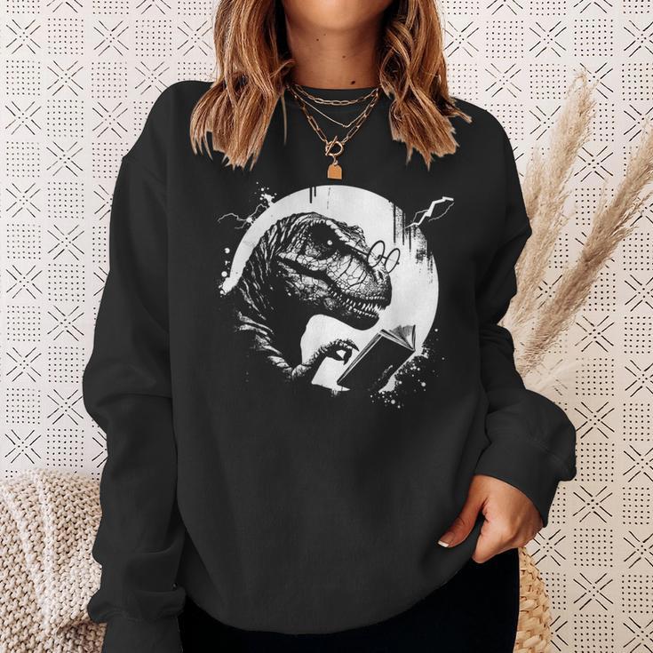 T-Rex Bookworm Book Reading Dinosaur Lover Sweatshirt Gifts for Her