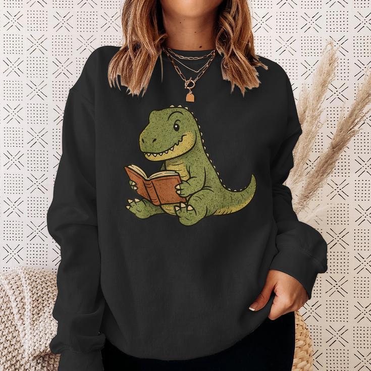 T-Rex Dinosaur Reading Book Nerd Sweatshirt Gifts for Her T-Rex Dinosaur Reading Book Nerd Sweatshirt Gifts for Her