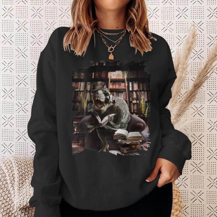 T-Rex Dinosaur Reading Books In Book Library Bookstore Sweatshirt Gifts for Her T-Rex Dinosaur Reading Books In Book Library Bookstore Sweatshirt Gifts for Her