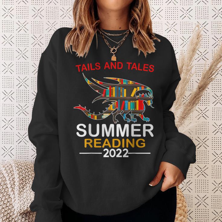 Tails And Tales Summer Reading 2022 Book Reading Teen Dragon Sweatshirt Gifts for Her