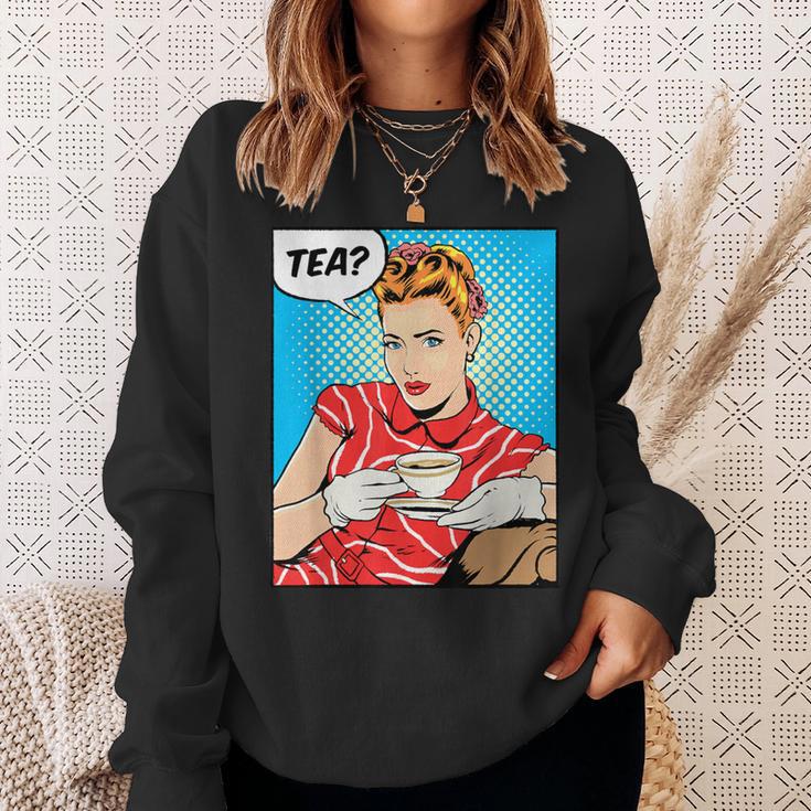 Tea Pop Art Comic Book Cartoon Tea Party Tea Lover Drinking Sweatshirt Gifts for Her Tea Pop Art Comic Book Cartoon Tea Party Tea Lover Drinking Sweatshirt Gifts for Her