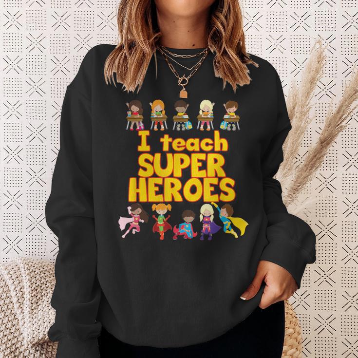 I Teach Super Heroes Comic Book Hero Teacher Sweatshirt Gifts for Her