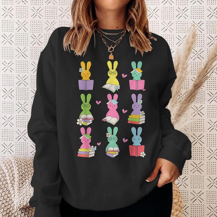 Teacher Easter Reading Bunnies Book Lover Bunny Sweatshirt Gifts for Her