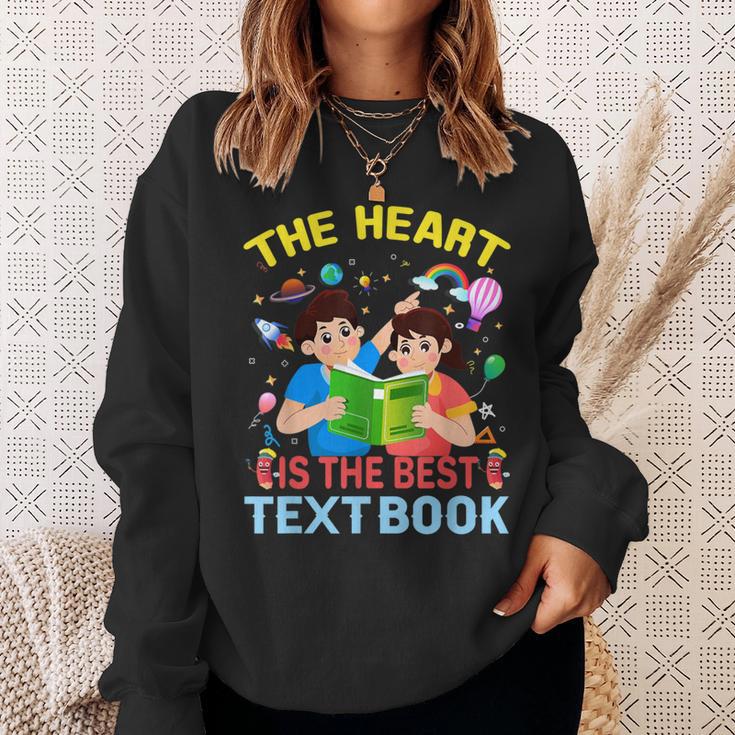 Teacher Heart Text Book For Men Women Sweatshirt Gifts for Her