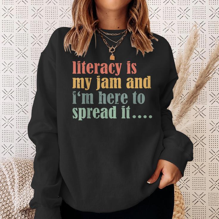 Teaching Fun Literacy Is My Jam Librarian Book Lover Teacher Sweatshirt Gifts for Her