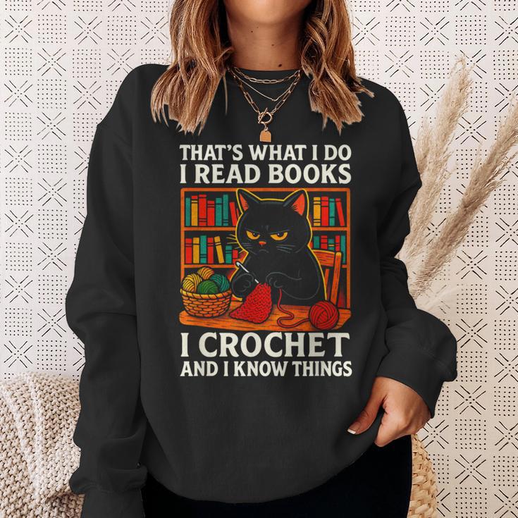 That's What I DO I Read Books Crochet Cat Sweatshirt Gifts for Her