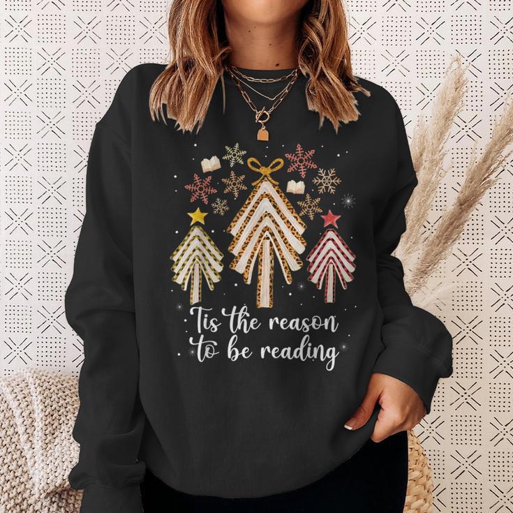 Tis The Season To Be Reading Books Christmas Tree Book Lover Sweatshirt Gifts for Her