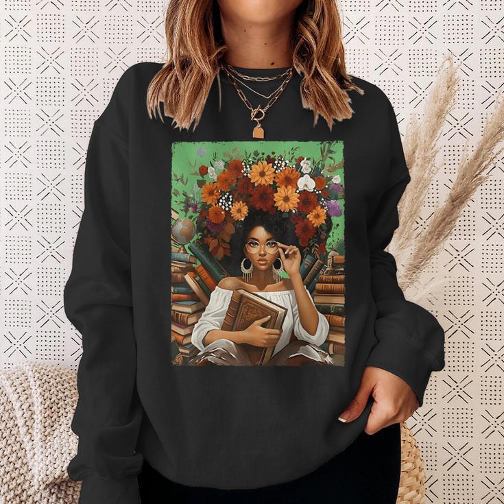 History Month Black Afro Girl Women Book Lovers Floral Sweatshirt Gifts for Her History Month Black Afro Girl Women Book Lovers Floral Sweatshirt Gifts for Her