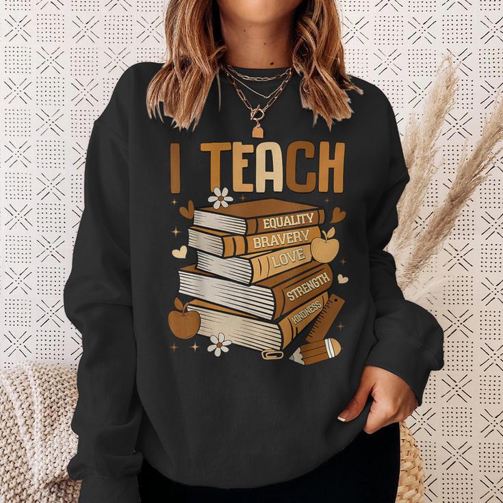 History Month I Teach Melanin Book Black Teacher Sweatshirt Gifts for Her