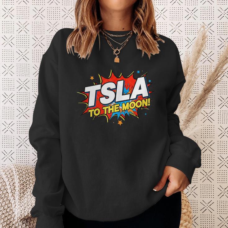 TSLA To The Moon Comic Book Style Splash Sweatshirt Gifts for Her