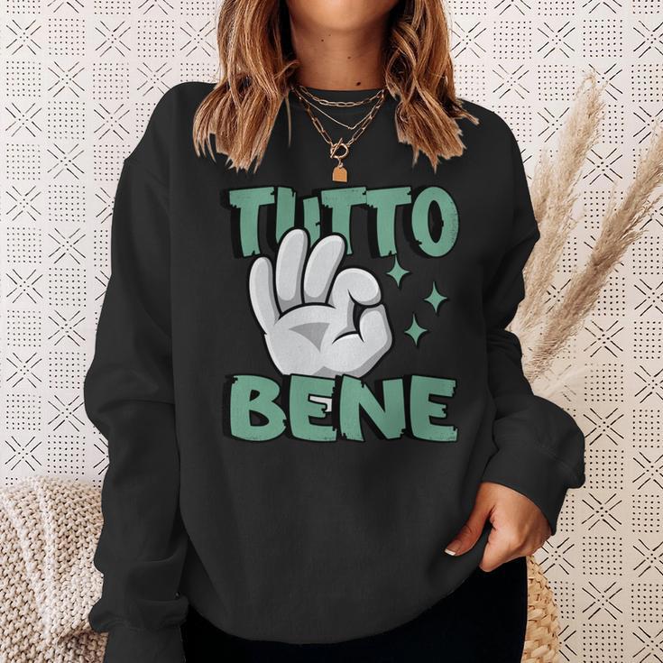 Tutto Bene イタリアの手のジェスチャー面白い引用イタリア 長袖tシャツ スウェットシャツ 彼女への贈り物